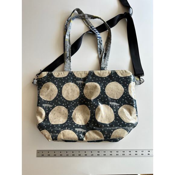 Ribbon Street Suki Wolf Moon Coated Cotton Art to Wear Tote Shoulder Bag - Picture 10 of 11